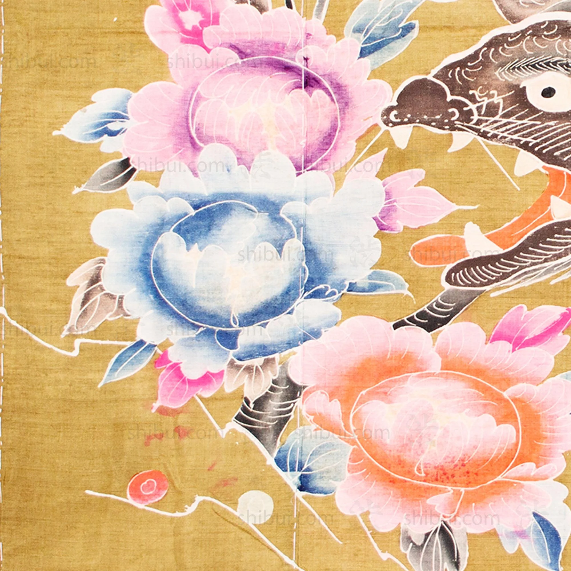 Silk Shishi Lion Dog Tsutsugaki Futon Cover | Japanese Antique Futonji - Image 3