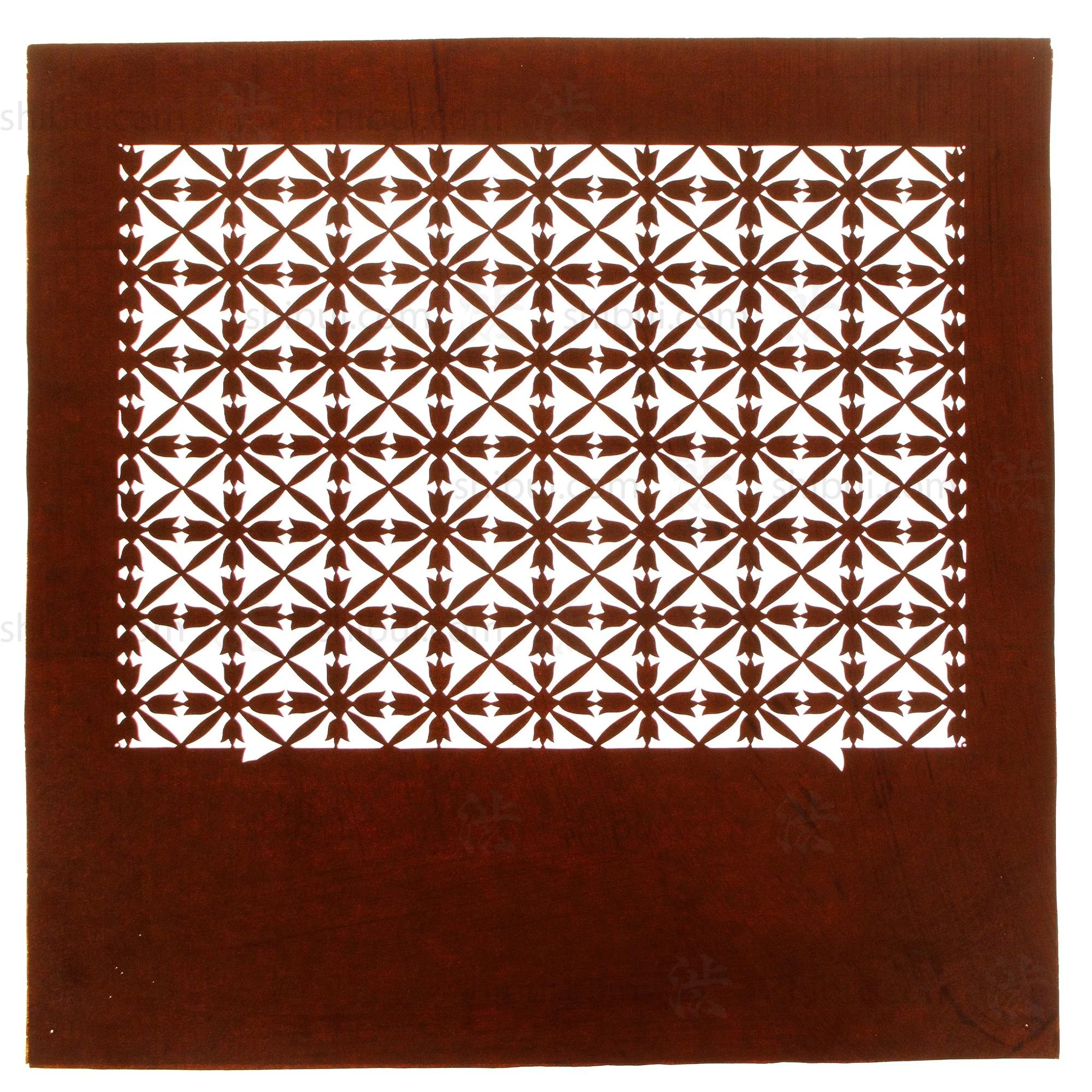 Pair of Tulip Motif Katagami | Japanese Lacquered Paper Stencil - Image 2