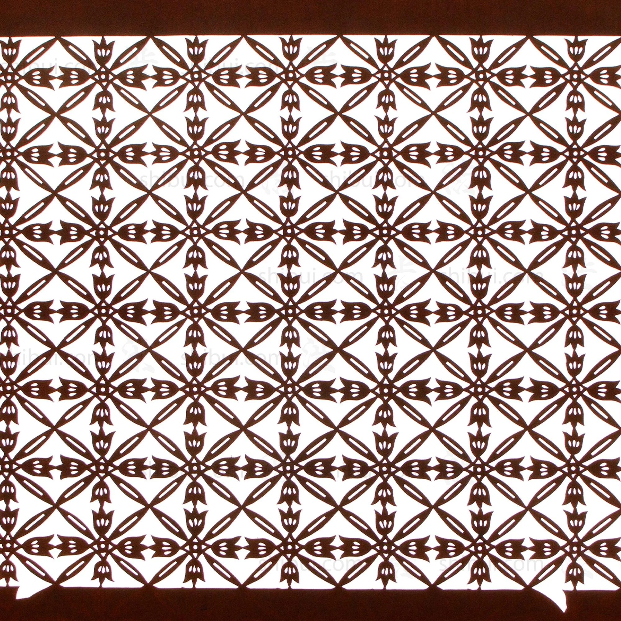 Pair of Tulip Motif Katagami | Japanese Lacquered Paper Stencil - Image 3
