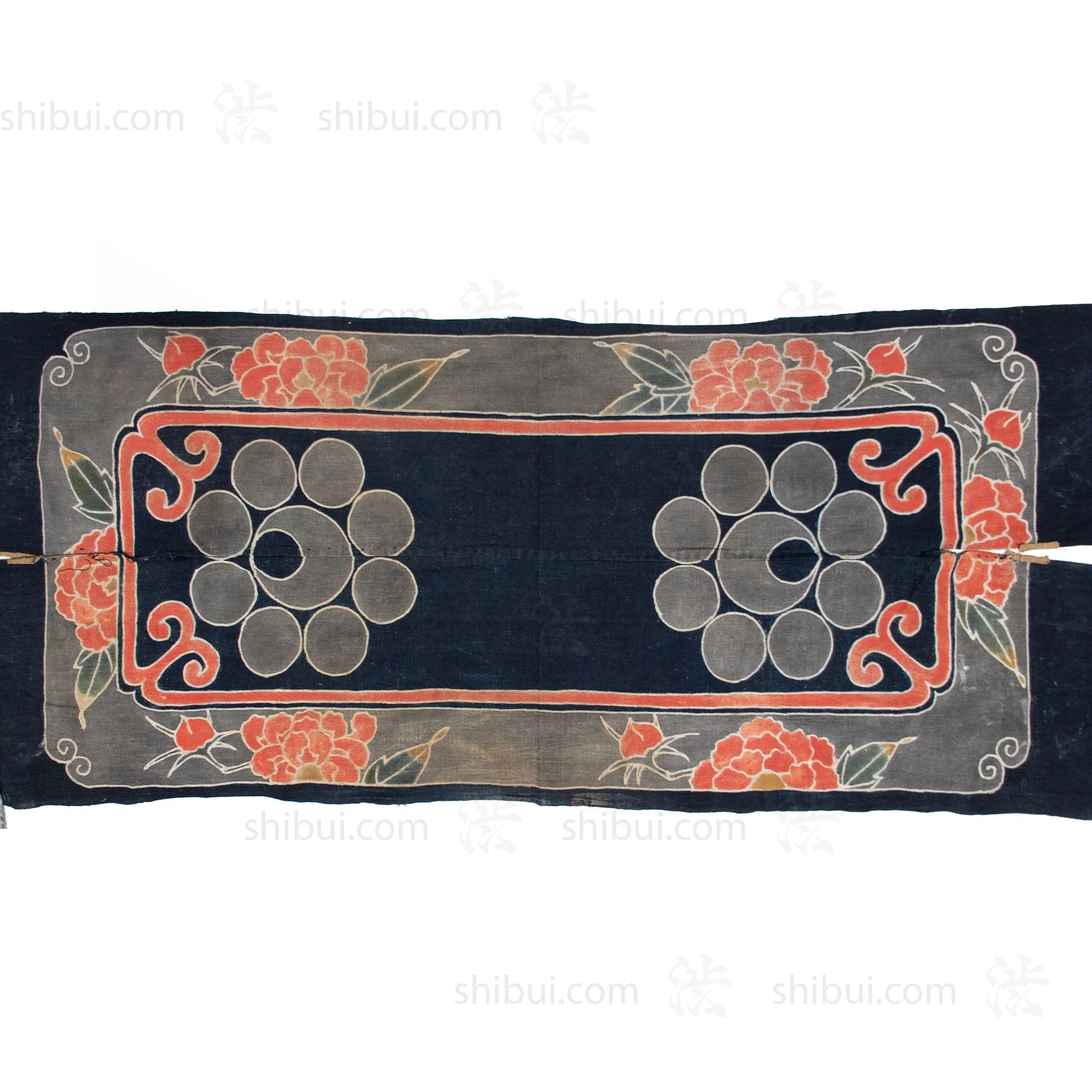 Umagake - Long Japanese Tsutsugaki Indigo Cotton Horse Wrapper - Image 2