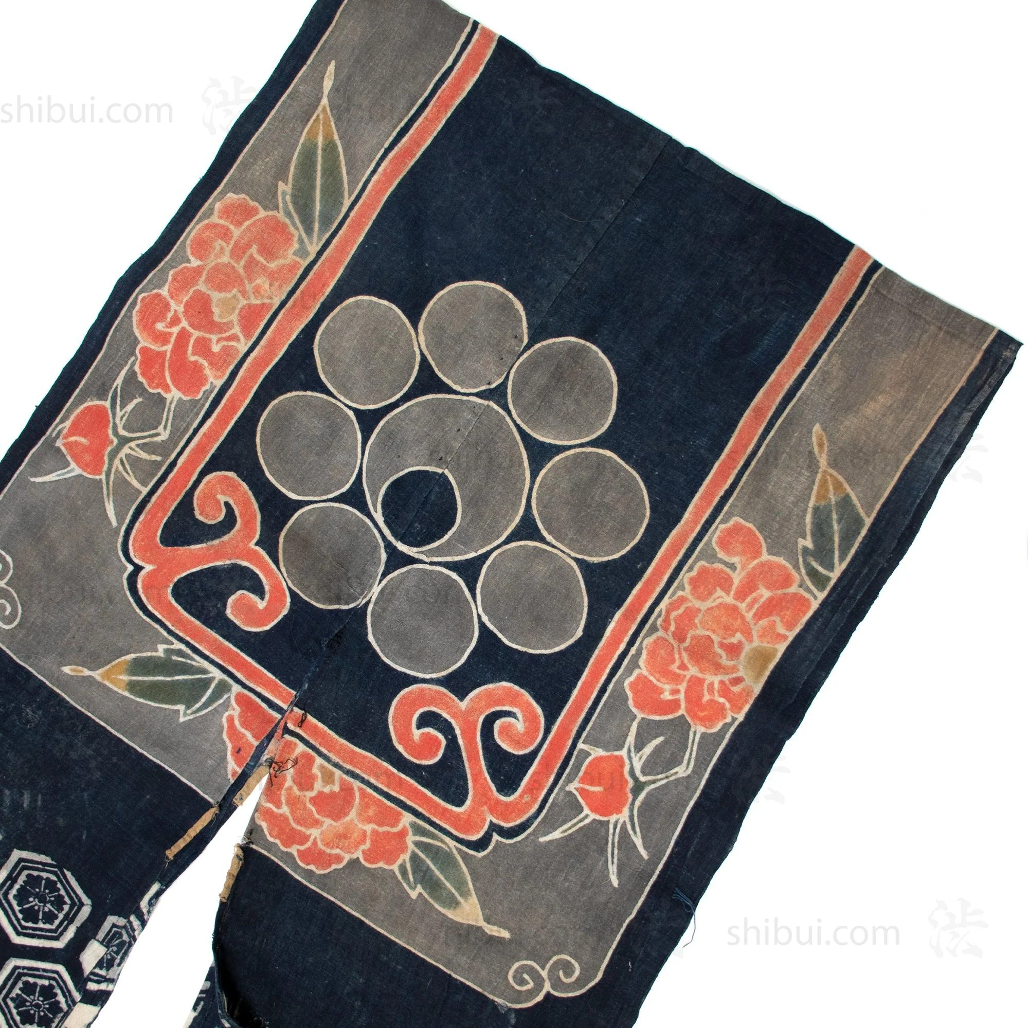 Umagake - Long Japanese Tsutsugaki Indigo Cotton Horse Wrapper - Image 3