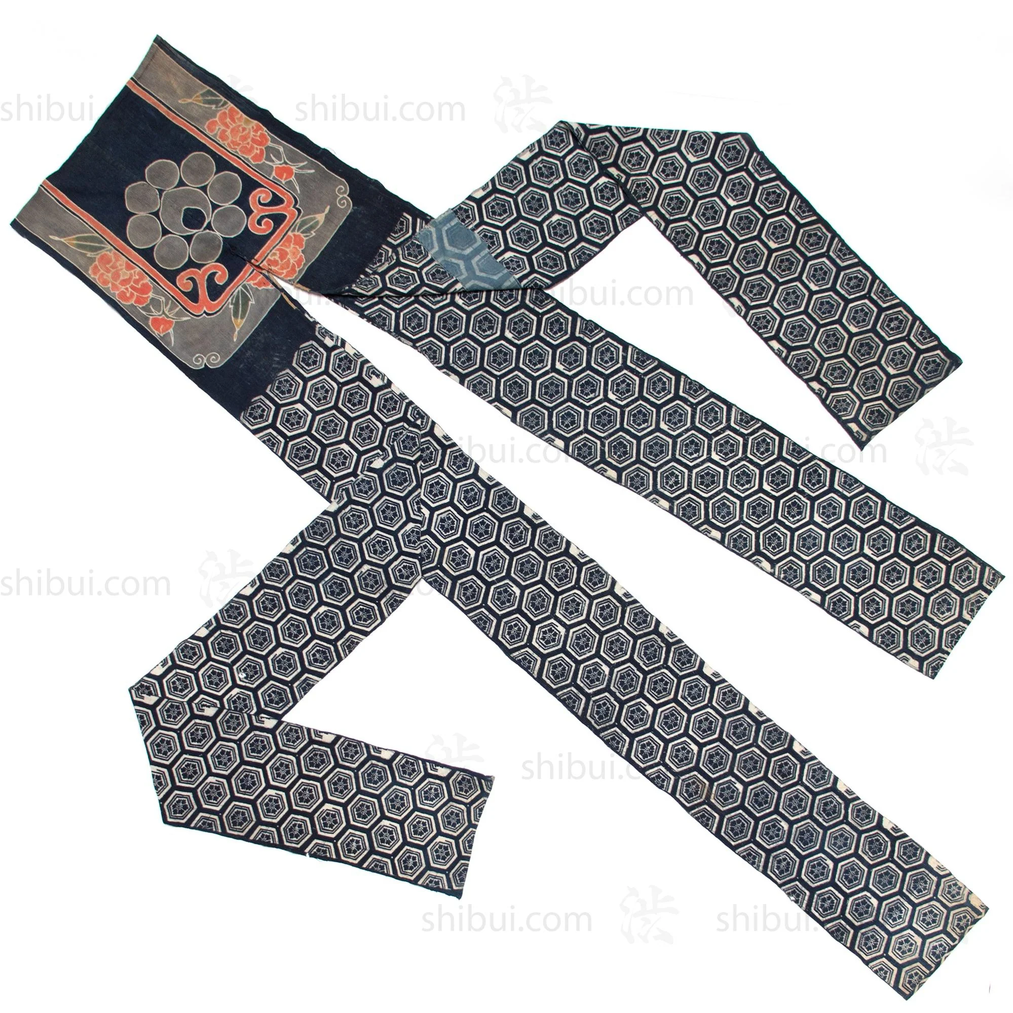 Umagake - Long Japanese Tsutsugaki Indigo Cotton Horse Wrapper - Image 8