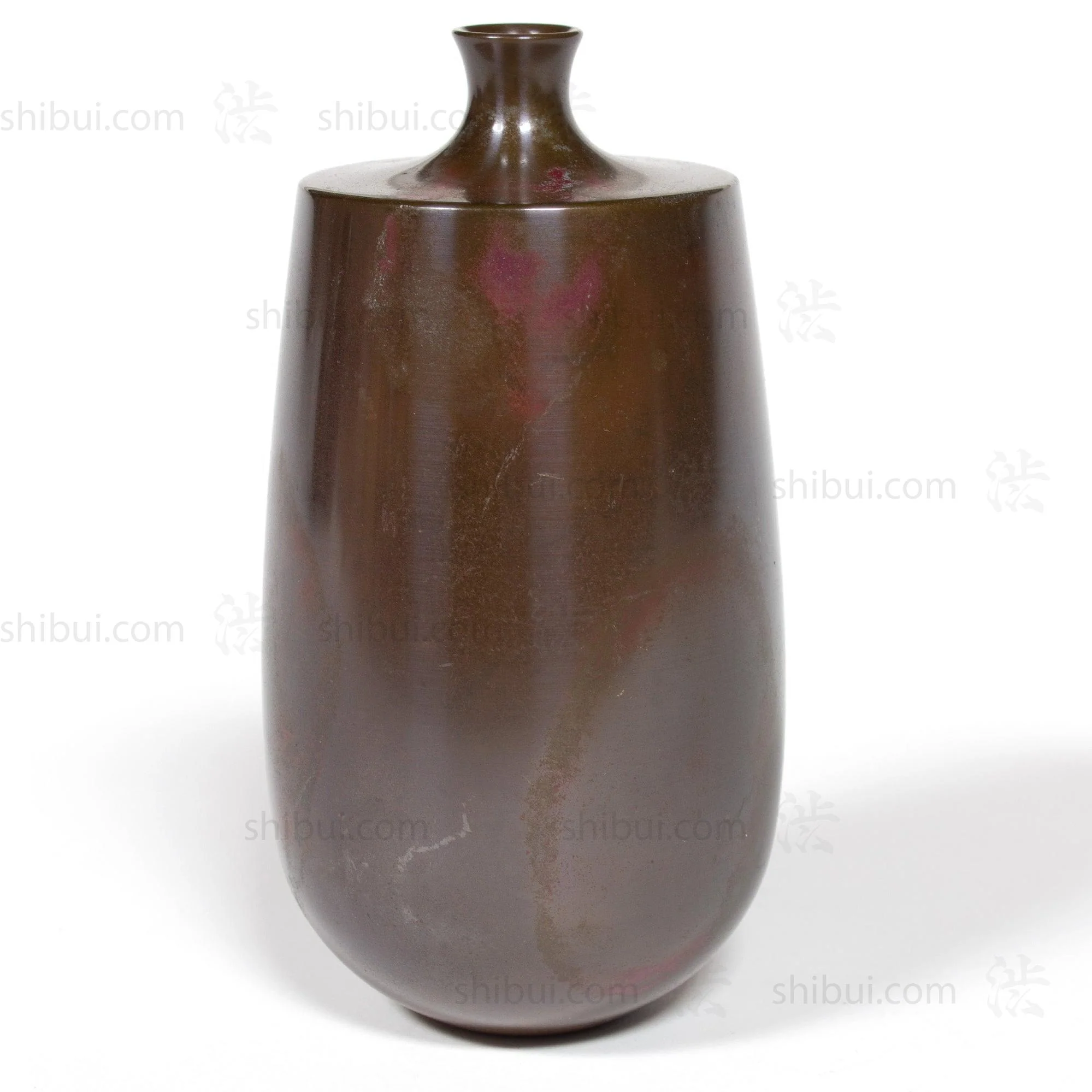 Vintage Bronze Single Flower Vase with Purple Accents - Image 2