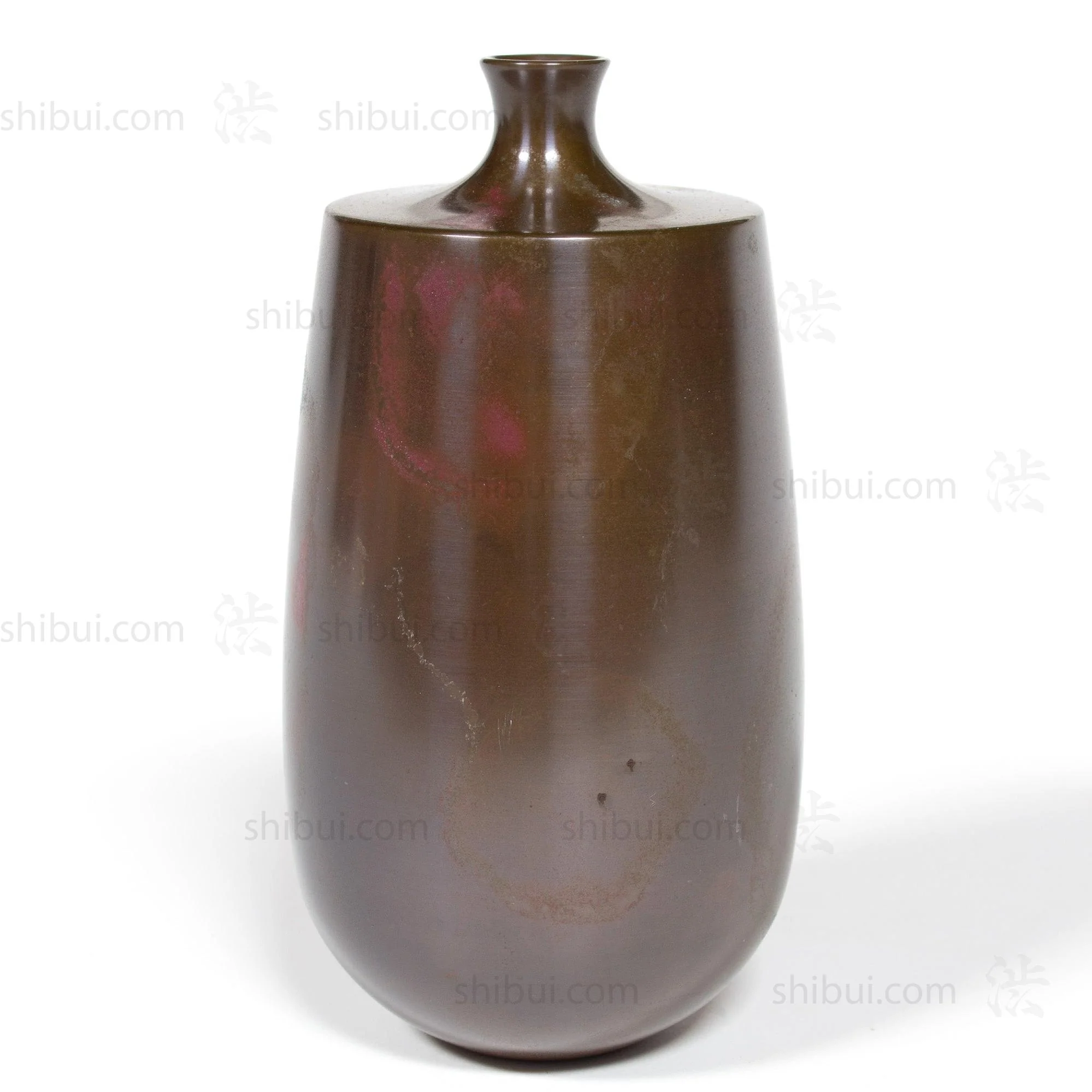 Vintage Bronze Single Flower Vase with Purple Accents - Image 4
