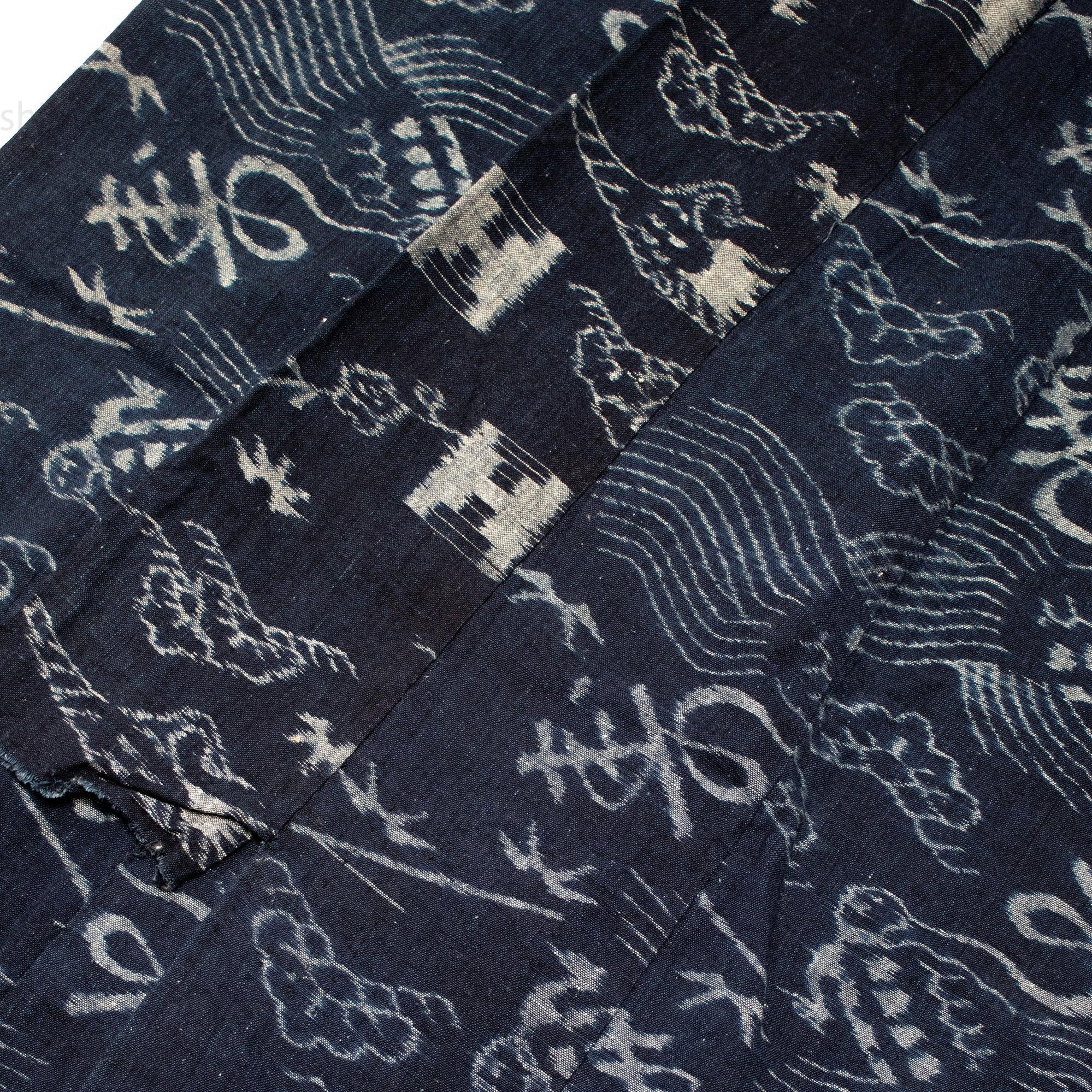 Vintage Japanese Indigo Kasuri Cotton Yogi Shell - Image 8