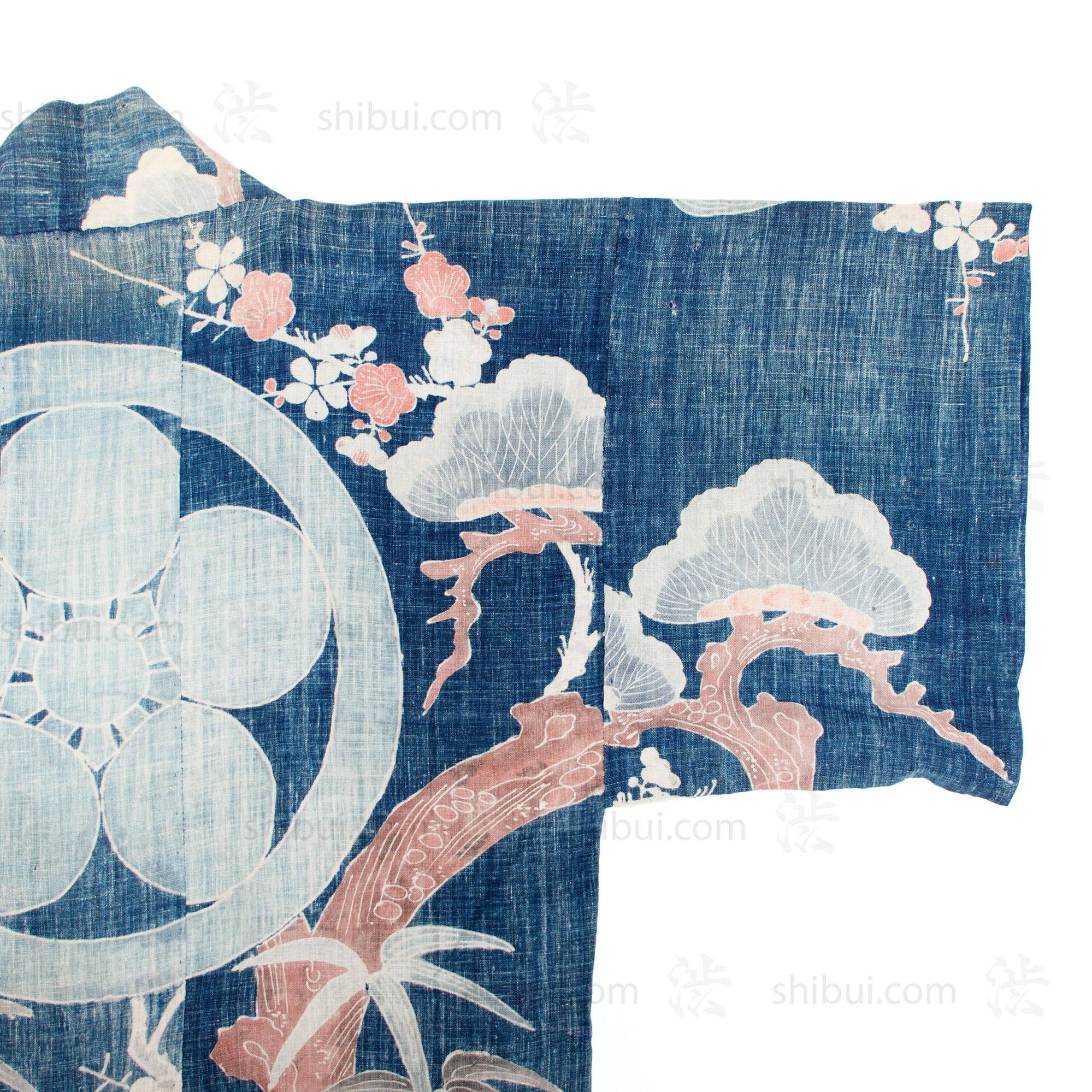Antique Japanese Indigo Tsutsugaki Cotton Yogi - Image 3
