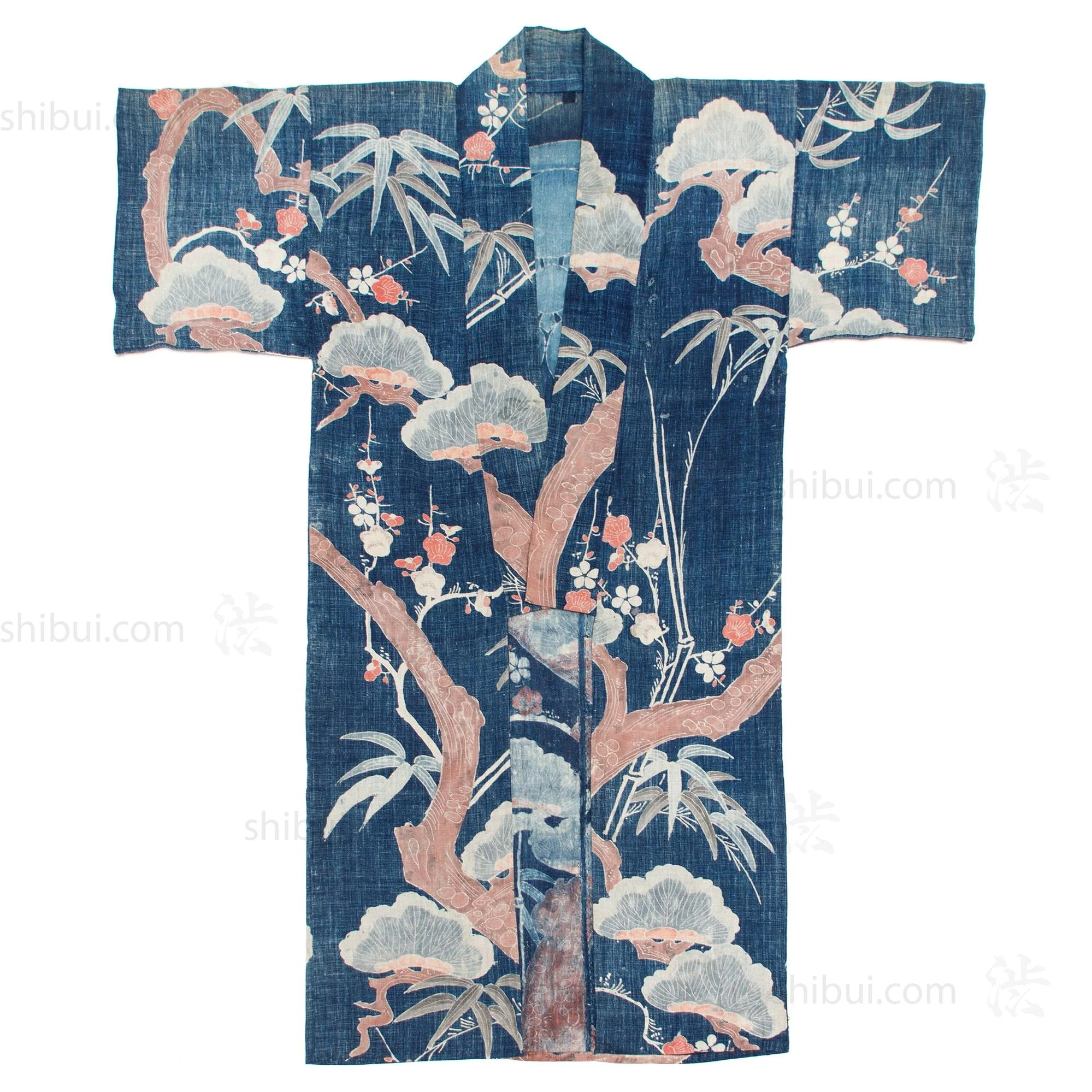 Antique Japanese Indigo Tsutsugaki Cotton Yogi - Image 9