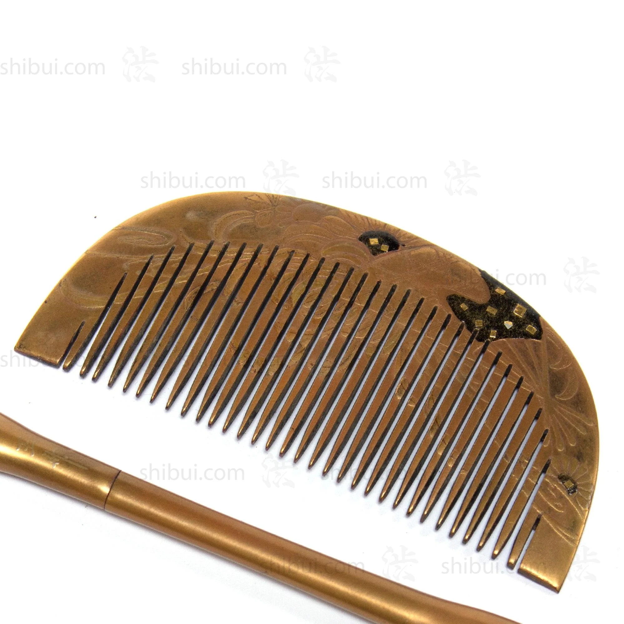 Antique Japanese Lacquered Kushi and Kogai Comb Set - Image 3