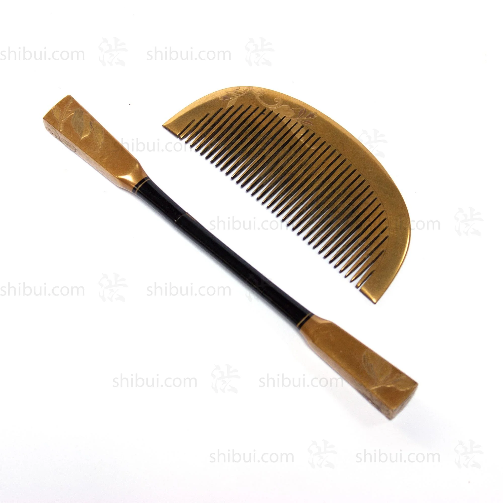 Antique Japanese Lacquered Kushi and Kogai Comb Set - Image 3