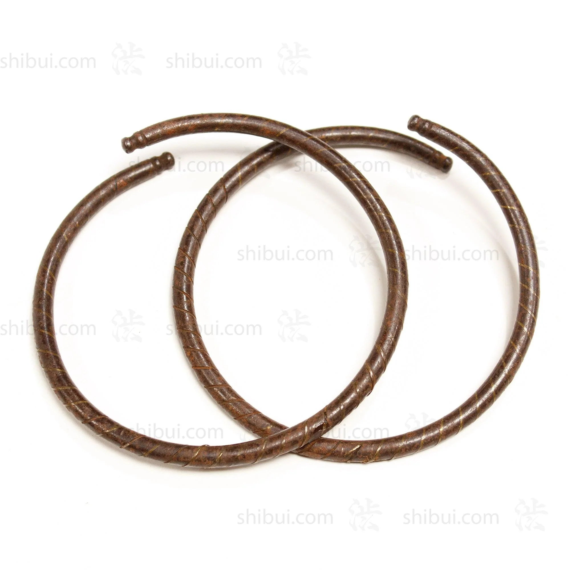Vintage Bronze  Inlaid Kama Handles| Japanese Tea Kettle Ring Handles - Image 2