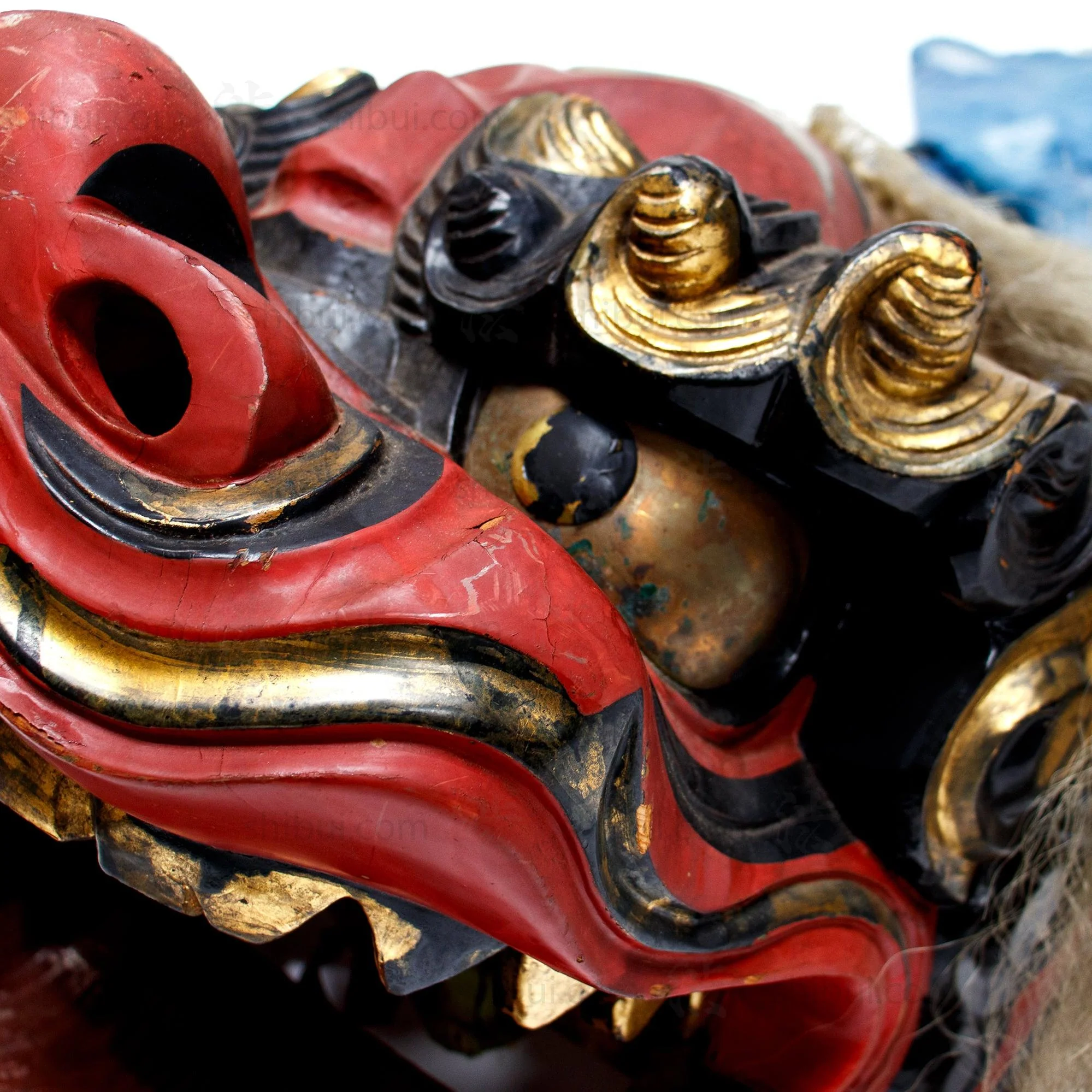Vintage Lacquered Shishi Lion Head Dance Mask - Image 10