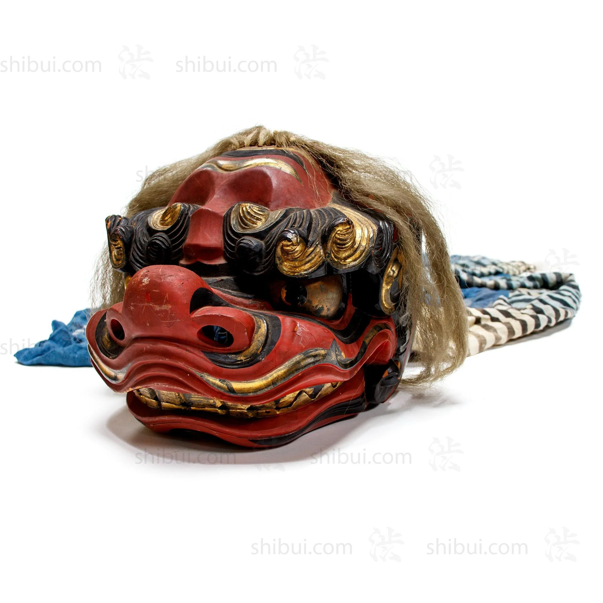 Vintage Lacquered Shishi Lion Head Dance Mask - Image 2