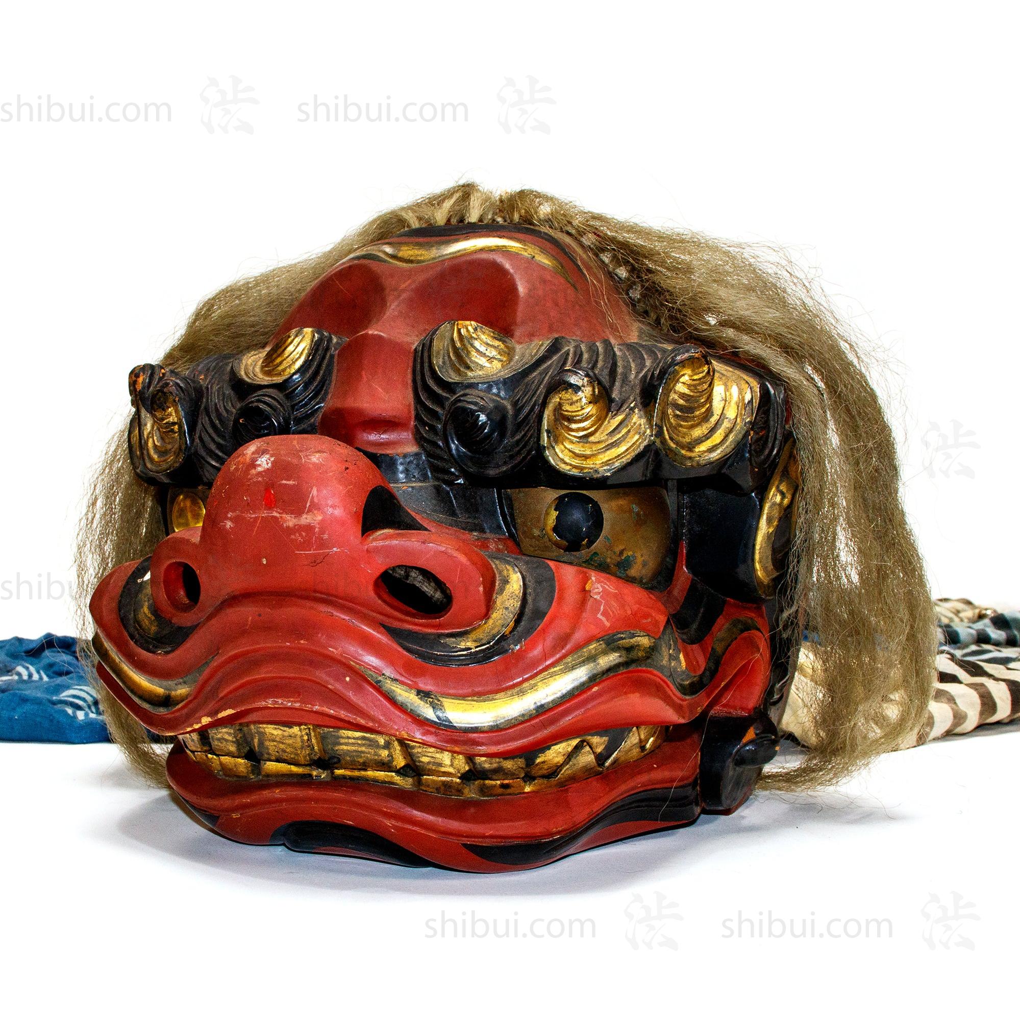 Vintage Lacquered Shishi Lion Head Dance Mask - Image 7