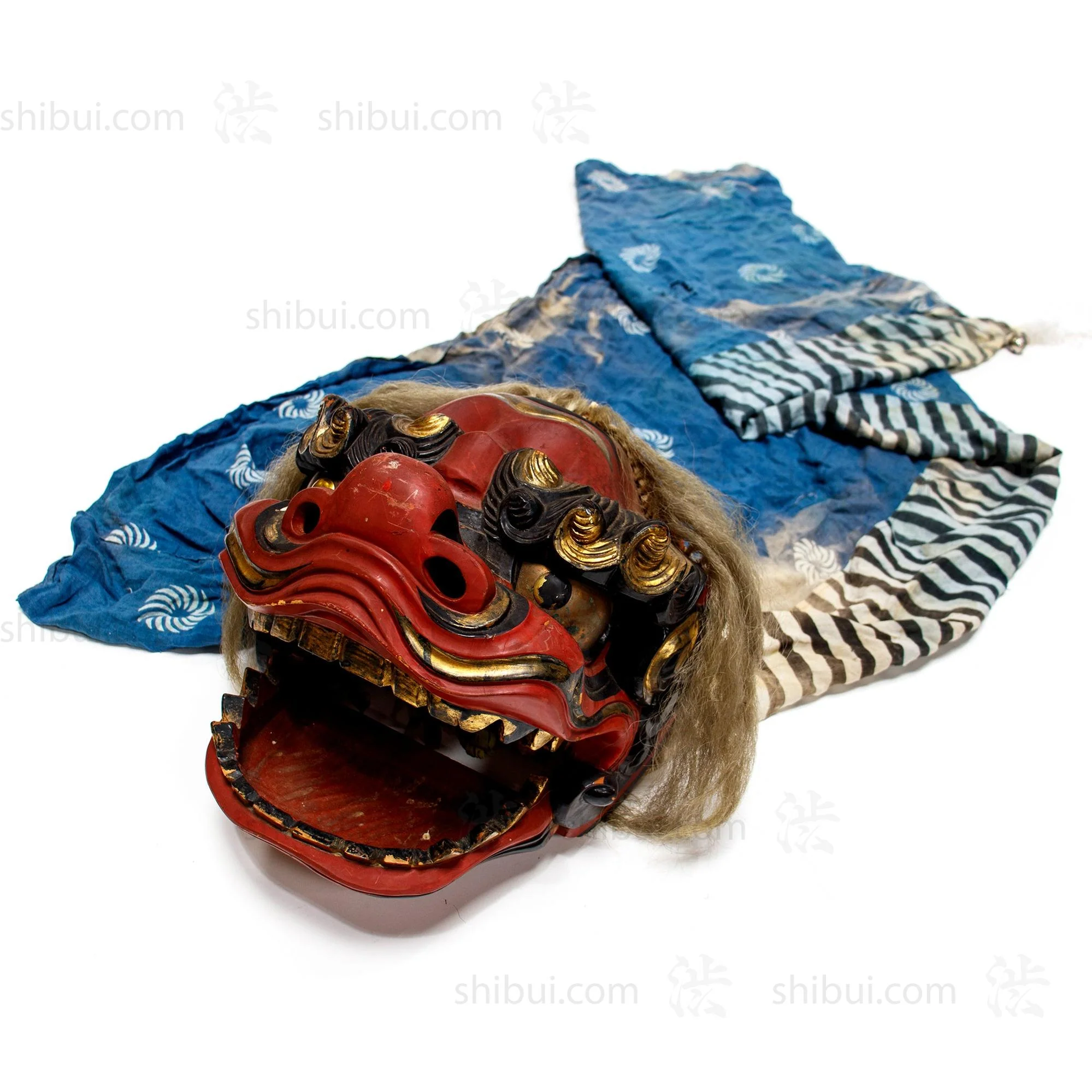Vintage Lacquered Shishi Lion Head Dance Mask - Image 8