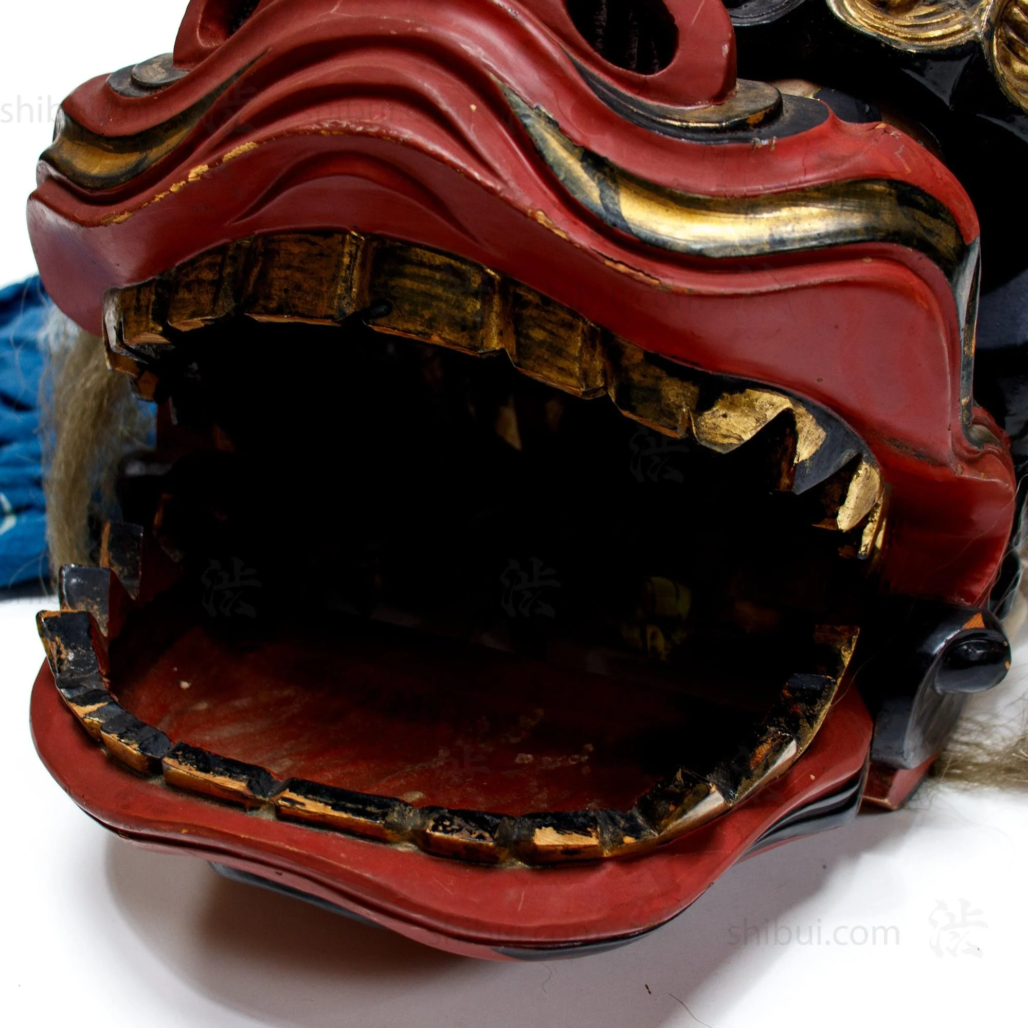 Vintage Lacquered Shishi Lion Head Dance Mask - Image 9