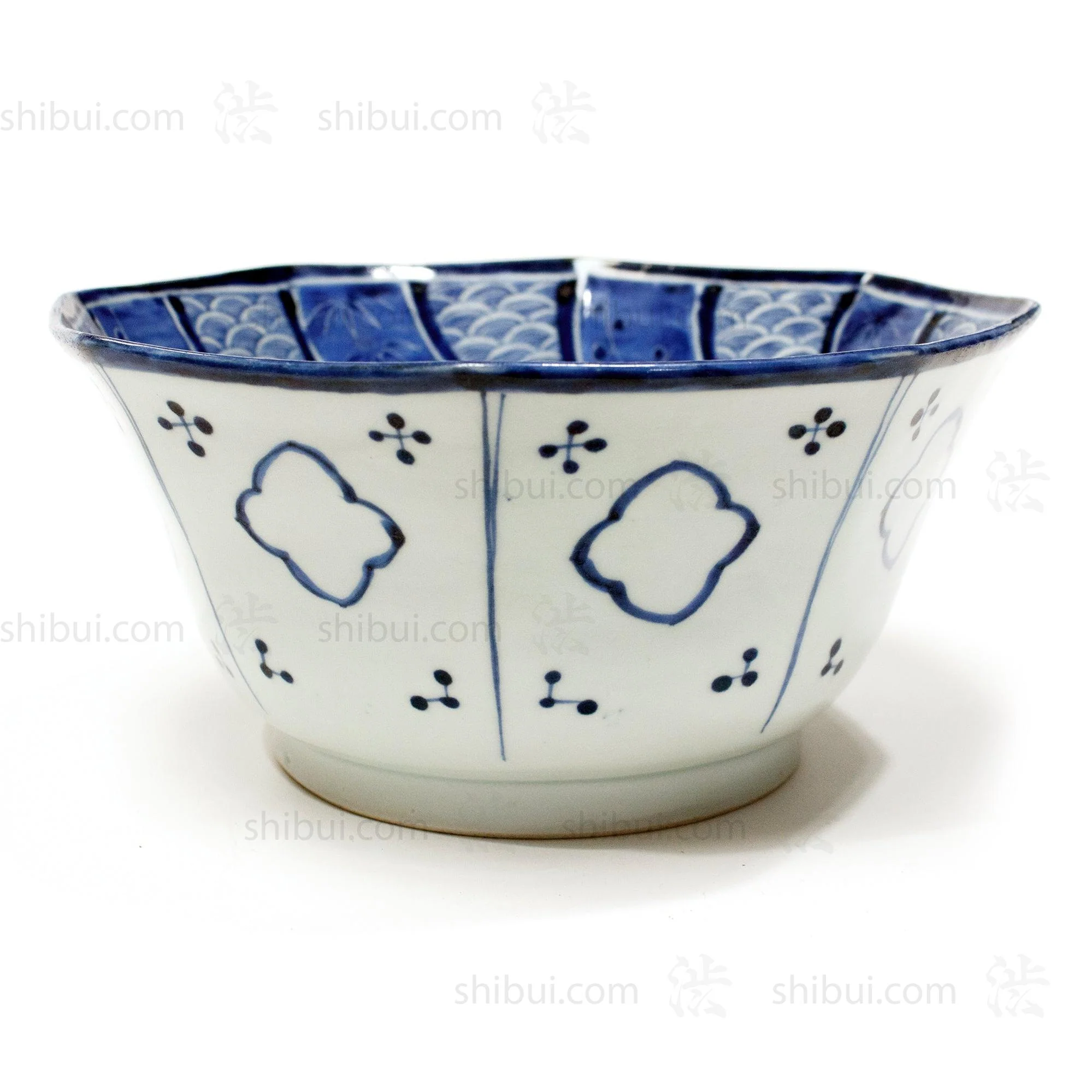 Arita Ware Deep Bowl with Lucky Symbols- Japanese Blue and White - Image 2