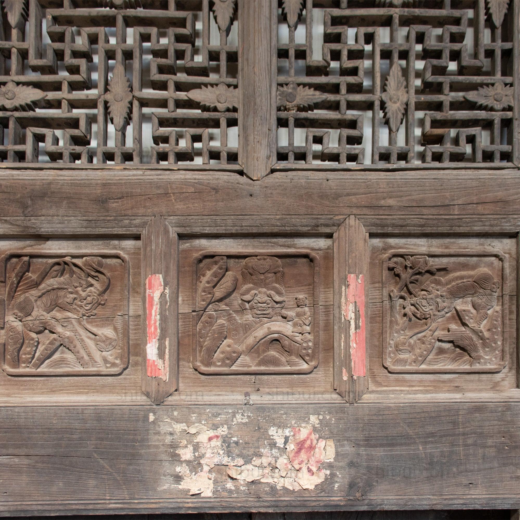 Wooden 19th Century Chinese House Façade | Architectural Decor - Image 5
