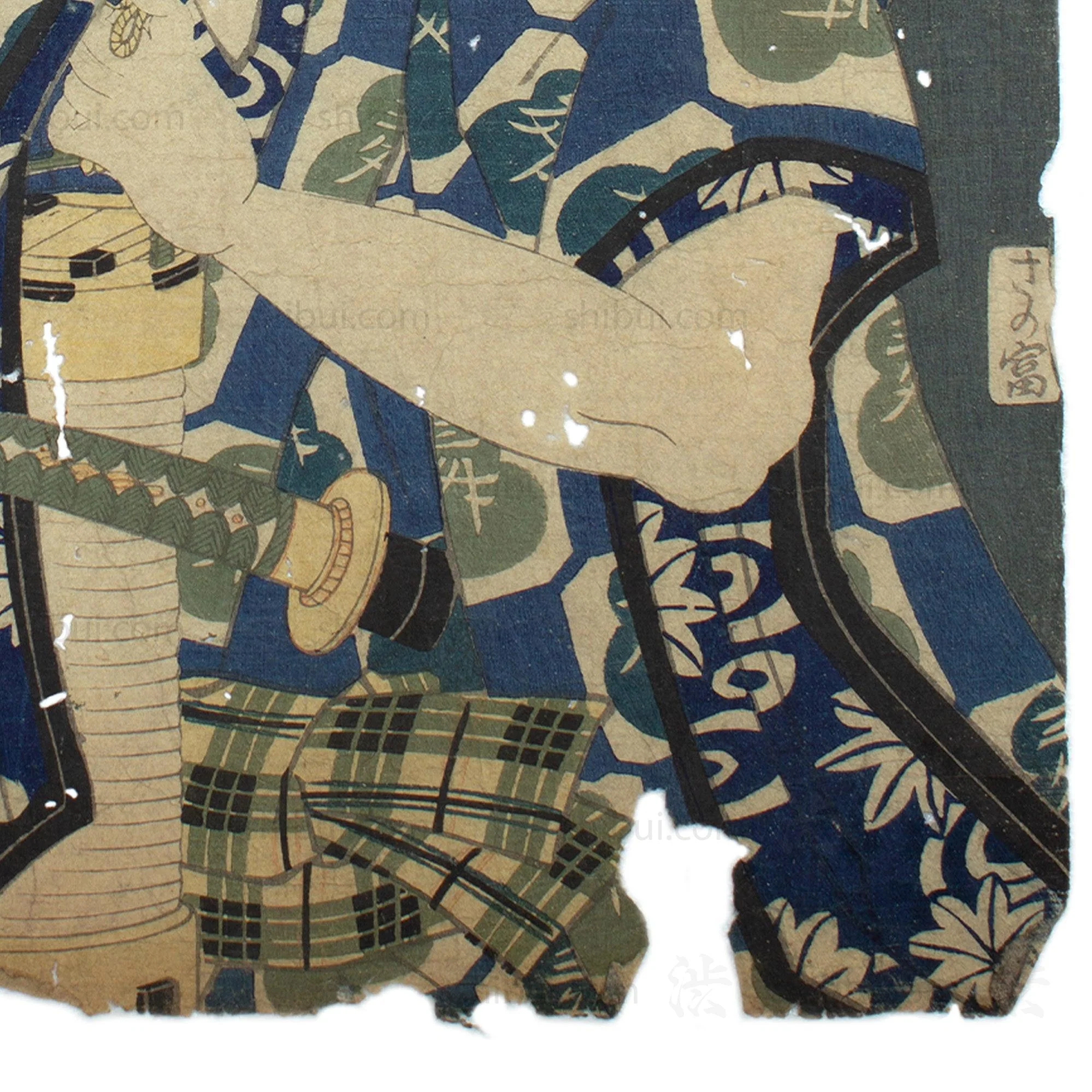 Worn Samurai Print | Antique Japanese Wood Block Print - Image 3