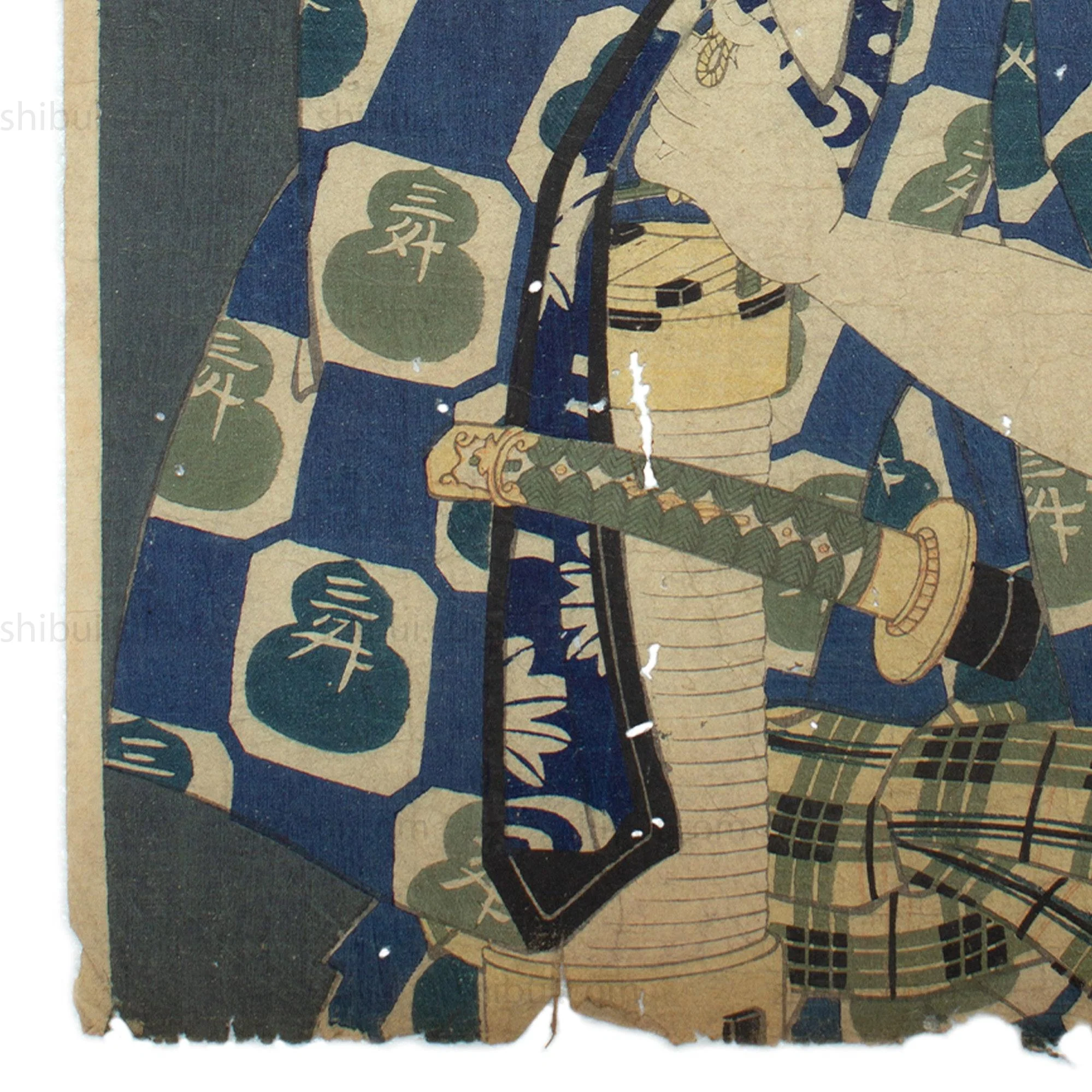 Worn Samurai Print | Antique Japanese Wood Block Print - Image 4