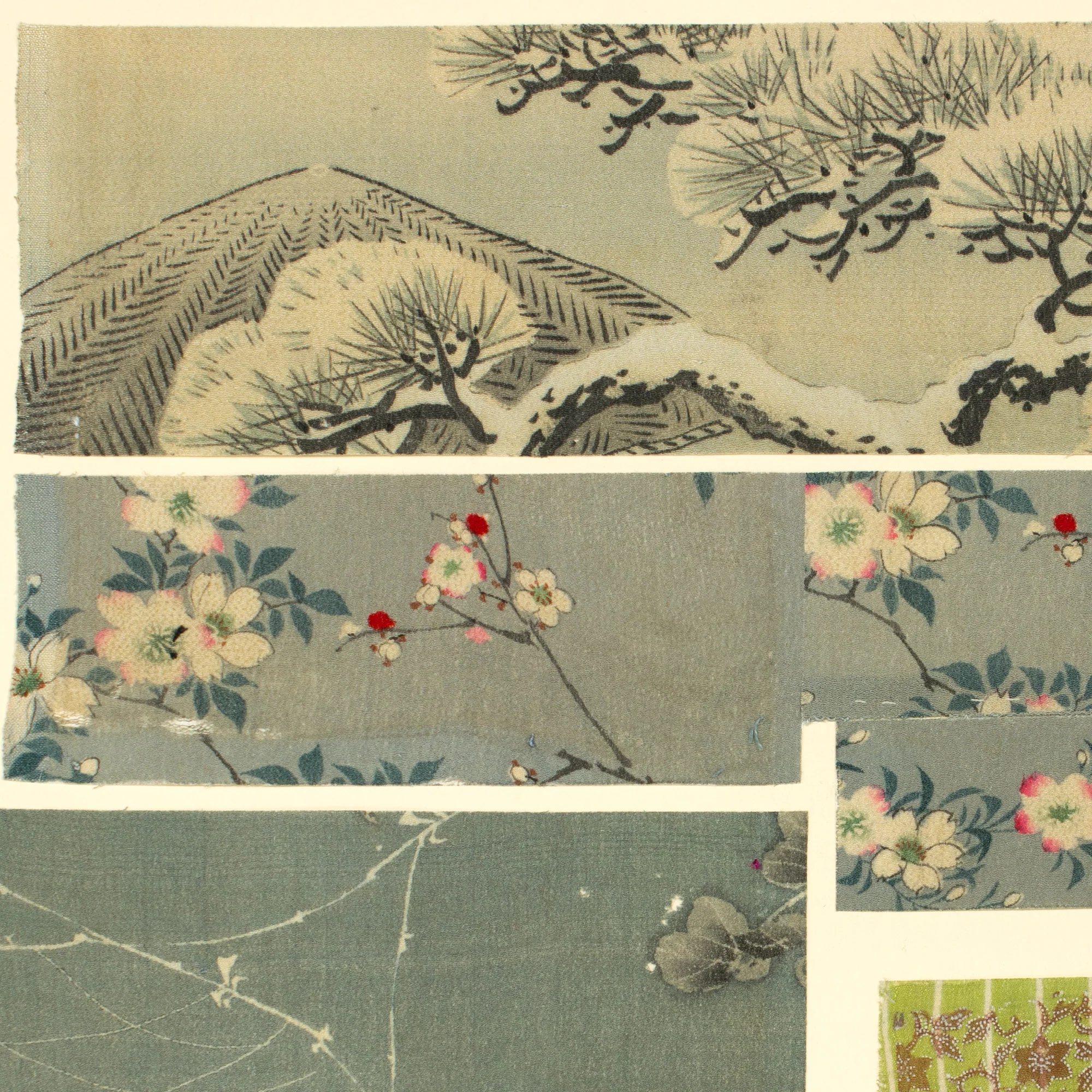Yuzen Chirimen Silk Textile Fragments - Image 3