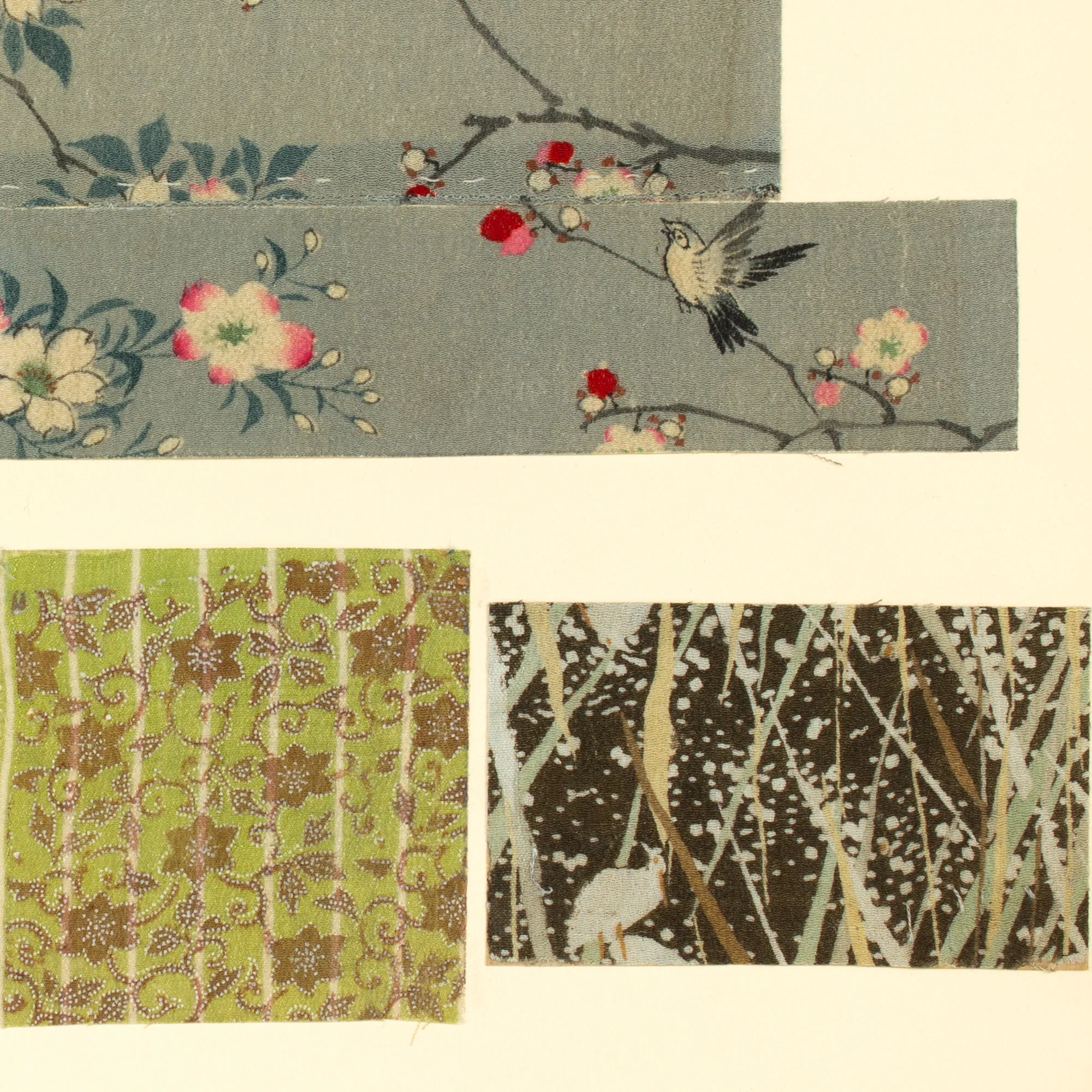 Yuzen Chirimen Silk Textile Fragments - Image 4